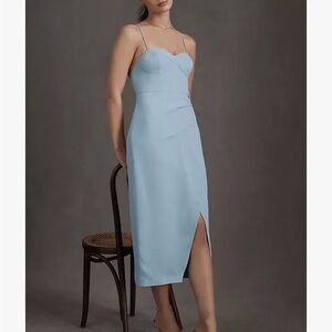 BHLDN Light Blue Midi Dress with Slit